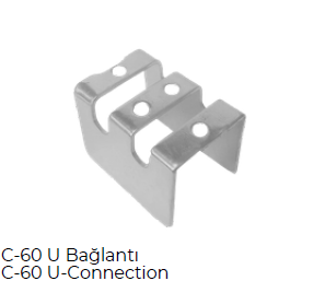 C60 U-Type Mullion Connector - Hira Metal Bağlantı Elemanları